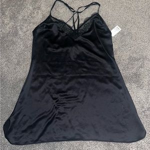 Gilligan & O’Malley Black Satin Camo Lingerie Night Dress Size L New With Tags